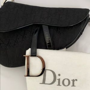 DIOR Saddle Bag Black monogram w/ Sil…